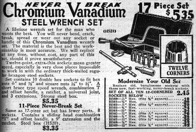 [1931 Catalog Listing for Chromium Vanadium 17-Piece Socket Set]