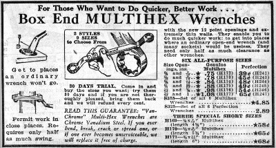[1932 Catalog Listing for Herbrand Van-Chrome Multihex Wrenches]