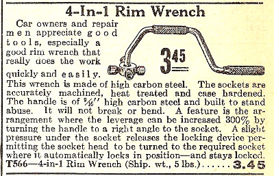 [1930 Catalog Listing for 4-In-1 Rim Wrench]