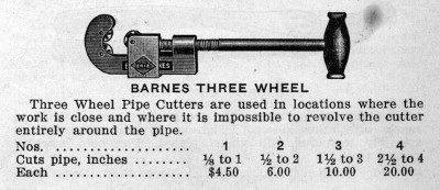 [1925 Catalog Listing for Barnes Pipe Cutters]