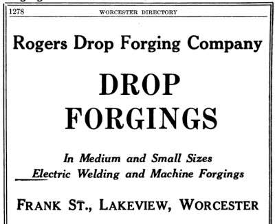 [1922 Ad for Rogers Drop Forging]