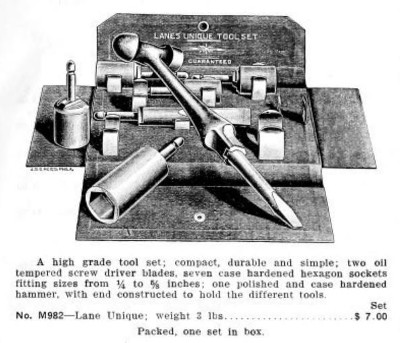 [1914 Catalog Listing of Lane Male-Drive Tool Set]