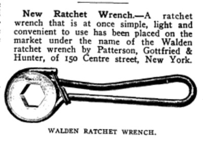 [1906 Notice for Walden Wire-Handled Ratchet]